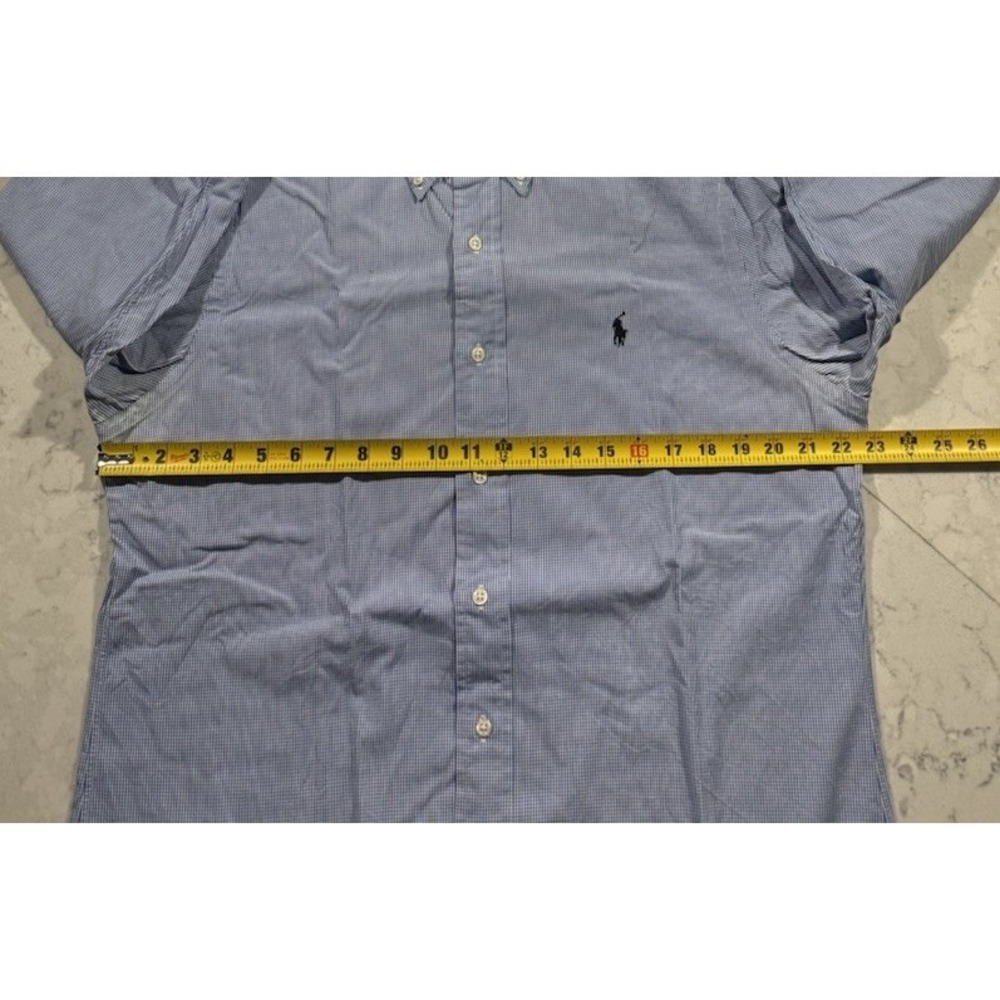 Ralph Lauren Shirt Mens Large Blue White Gingham Button Down Long Sleeve Preppy - Picture 8 of 10